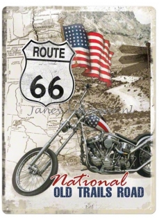 Strijkapplicatie Route 66 motor